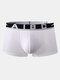 Men Solid Color Boxer Briefs Mesh Breathable Low Rise Pouch U Convex Underwear Boxers - White