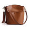 Genuine Leather Vintage Bucket Bag Shoulder Bag Crossbody Bag - Brown