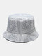 Unisex Baumwolle Druck Sommer Outdoor Sonnenschutz Sonne Hut Doppelseitiger faltbarer Eimer Hut - Grau