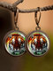 Vintage Glass Gemstone Dangle Earrings Dragonfly Butterfly Pattern Women Pendant Earrings Jewelry - #01