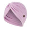 Solid Color Elastic Cap Beanie Hat Anti Ear Straps With Button - Purple