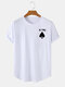 Mens King Heart Poker Print Curved Hem Cotton Short Sleeve T-Shirts - White