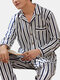 Men Cotton Plaid Pajamas Set Button Down Thermal Home Loungewear With Pockets - White