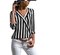 Stripe Loose casual long sleeve shirt For Women - Black