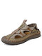 Men Outdoor Hollow Out Hand Stitching Water Casual Sandals - Khaki