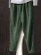 Vintage Pockets Straight Elastic Waist Harem Pants for Women - Green