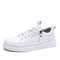 Men Daily Side Zipper Lace Up Casual Round Toe Skate Shoes - White