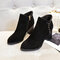 Women High-heeled British Style Martin Boots - Black
