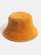Women Rabbit Fur Solid Color Dome Thicken Warmth Windproof Ear Protection Bucket Hat - Orange