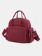 Women Nylon Waterproof Multi-carry Multi-pocket Backpack Shoulder Bag Handbag - Wine Red