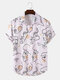 Mens Line Drawing Figure Print Button Up Short Sleeve Shirts - Pink