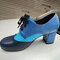 Plus Size Women Casual Splicing Lace Up Chunky Heel Pumps - Blue