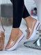 Women's Comfortable Causal Round Toe Large Size Slip On Platform Sneakers - Pink