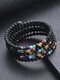 Vintage Geometric-shaped Volcanic Stone Colorful Chakra Beaded Multi-layer Yoga Bracelets For Men Women Winding Bracelet - #01