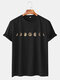 Mens 6 Color Eclipse Graphic Pritned Round Neck Short Sleeve T-shirt - Black