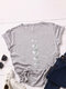 Moon Print Short Sleeve O-neck Loose Casual T-Shirt For Women - Light Gray