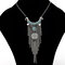 Vintage Statement Necklace Turquoise Geometric Chains Tassels Pendant Necklace for Women - Blue