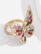 महिलाओं के लिए मिश्र धातु हीरा 3 डी तितली के आकार की अंगूठी - इंद्रधनुष