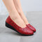 Women Casual Soft Breathable Hollow Slip On Flats - Red
