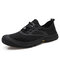 Men Non Slip Braethable Mesh Fabric Soft Lace-up Outdoor Hiking Shoes - Black