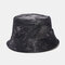 Tie-dye Ink Painting Pattern Fisherman Hat Double-sided Basin Hat Sun Hat - Black