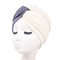 Women's Polyester Two-color Cross Stretch Turban Hat Casual Beanie Cap Bonnet Hat - #5