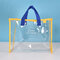 Women PVC Transparent Capacity Handbag Beach Bag Travel Swimming Bags - Blue&Yellow