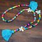 Bohemian Handmade Beaded Cotton Thread Tassel Necklace Colorful Wooden Beads Butterfly Long Sweater Chain - Light Blue