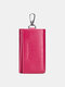 Men Genuine Leather RFID Anti-theft Multifunctional Key Storage Purse Keychain Bag Hanging Wallet - Rose