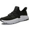 Men Knitted Fabric Breathable Non Slip Running Casual Sport Sneakers - Black