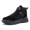 Men Casual Non-slip Hard Wearing Patchwork Lace Up Brief Work Boots - Black