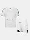 Mens Hooded Patchwork Sporty Running Mesh Net Two Piece Outfits - White