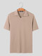 Chemise de golf à manches courtes en tricot uni pour hommes - Abricot