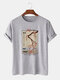 Camisetas de manga corta de algodón con estampado de flores de cerezo japonesas para hombre - gris