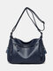 Women Vintage Waterproof Cow Leather Multi-Carry Crossbody Bag - Blue