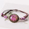 Ethnic Dried Flowers Gypsophila Hand-woven Bracelet Geometric Ceramic Beads Pendant Bracelet - Purple