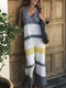 Printed Sleeveless V-neck Loose Jumpsuit For Women - Gray