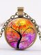 Vintage Gemstone Glass Printed Women Necklaces Colored Tree Of Life Pendant Necklaces - #03