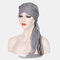Women Forehead Cross Beanie Hat Solid Color Fashion Chiffon With Long Tail  - Gray
