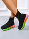Large Size Women Casual Fashion Colorful Comfy Platform High Top Sock Sneakers - Multicolor