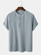 Men Solid Color Half Button Soft All Matched Skin Friendly Shirts - Gray