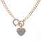 Elegant Pendant Necklace Chain Rhinestone Heart Circular Geometric Charm Necklace Jewelry for Women - Gold