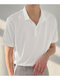 Mens Knitted Rib Pullover Golf Shirt - White