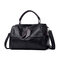 Women Soft Leather Crossbody Bags Stitching Leisure Handbags Solid Boston Shoulder Bags - Black