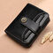 Genuine Leather Retro Bifold Small Short Wallet Card Holder Purse For Women - Black