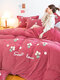 4PCS Warm And Plus Thick Velvet 3D Embroidery Floral Daisy Sunflowers Winter Comfy Bedding Sets Quilt Cover Bedspread Sheet Pillowcase - #15