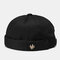 Men & Women Brimless Hats Solid Color Coconut Tree Label Skull Caps Hip Hop Hat - Black