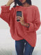 Solid Color Long Sleeve Loose Casual Sweater For Women - Red