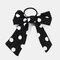 Temperament Polka Dot Chiffon Bow Hair Tie Ponytail Scarf Elastic Hair Rope Print Ribbon Hairbands - Black