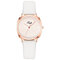 Simple Trendy Women Wristwatch Rose Gold Alloy Case Leather Band Quartz Watches - White